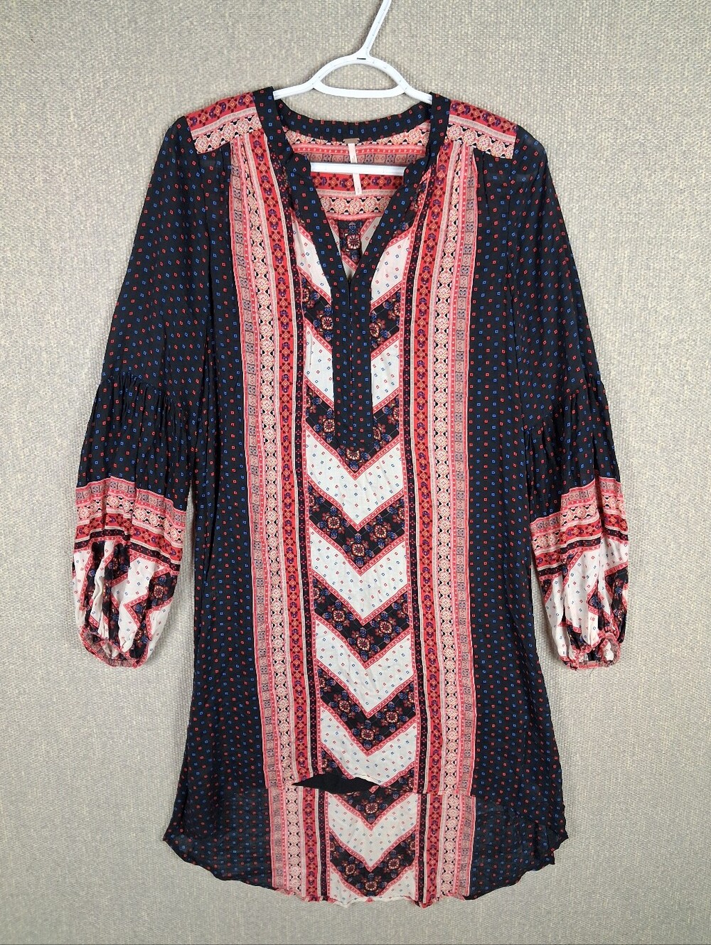 Free People Peacemaker Tunic Dress High-Low Mixed Geometric Print Boho Small